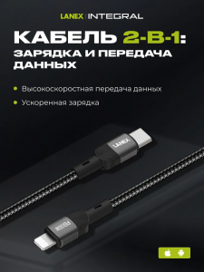 Кабель LANEX LS51CL, PD30W, серый